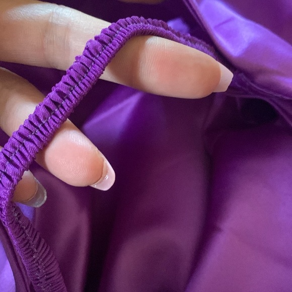 Purple Satin Tea Length A Line Pleated Formal Wedding Party Dress Pockets 22w - Picture 9 of 9